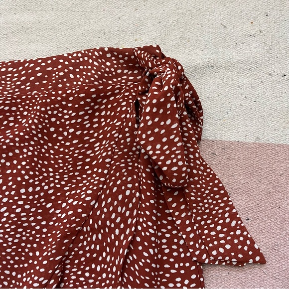brick red spotted tiered midi skirt - Picture 4 of 4